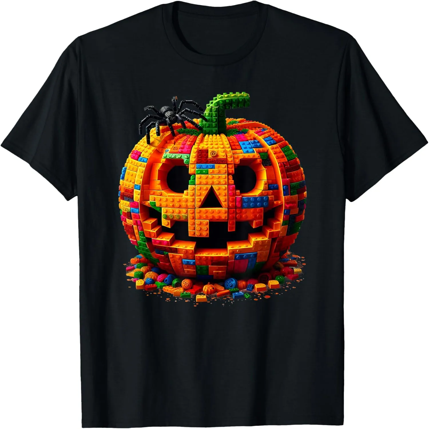 Halloween Master Builder Pumpkin Kids Building Blocks Bricks T-Shirt 100% cotton short sleeve tee