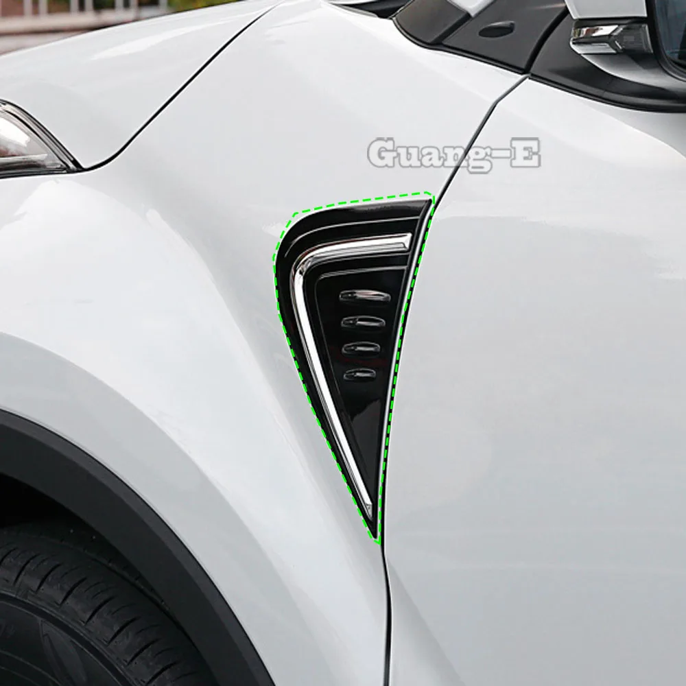 

Car Stick ABS Chrome Front Machine Side Fender Vents Air Outlet Lamp Trim Molding For Toyota C-HR CHR 2017 2018 2019 2020 2021