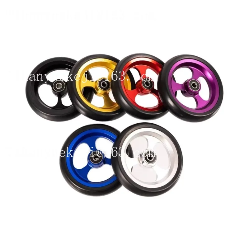 Rugged sports wheelchair front wheels 5-inch high-speed bearings aluminum alloy rubber casters view 2