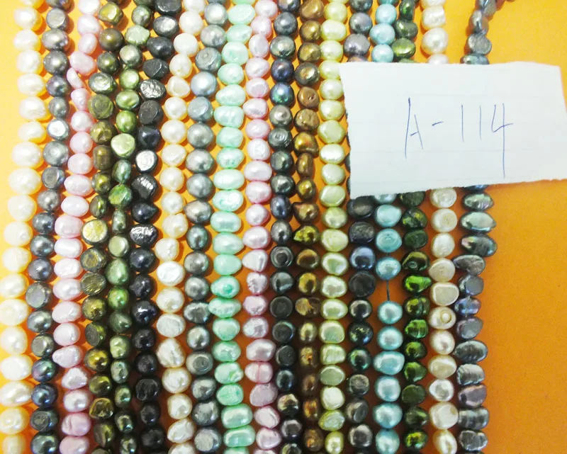 

18 shares 7-8mm Natural Cultured Freshwater Pearl Beads Grade mixed color Great for Jewelry Making, Loose Beads 15"