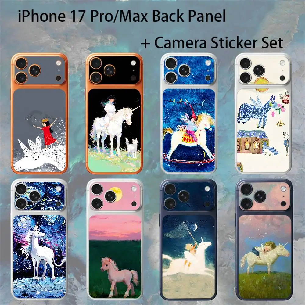 Cute cartoon horse For iPhone 17proMax/17pro Full Cover Decal Skin Wrap Colorful Rear Protective Sticker Film