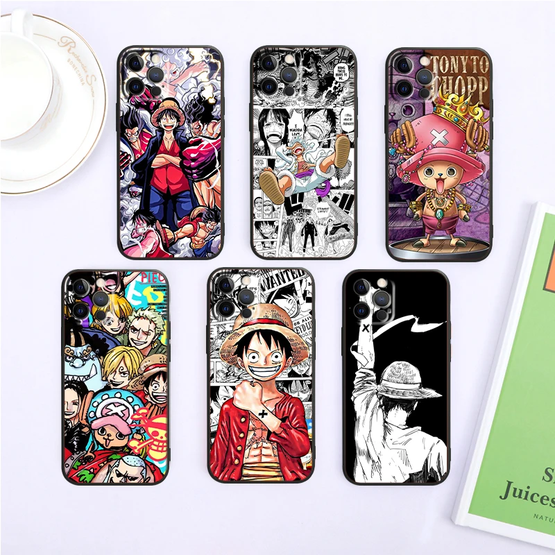 O-Ones P-Pieces Anime Art For Apple iPhone 16 15 14 13 12 11 XS XR X Pro Max Plus Mini Black Soft Phone Case