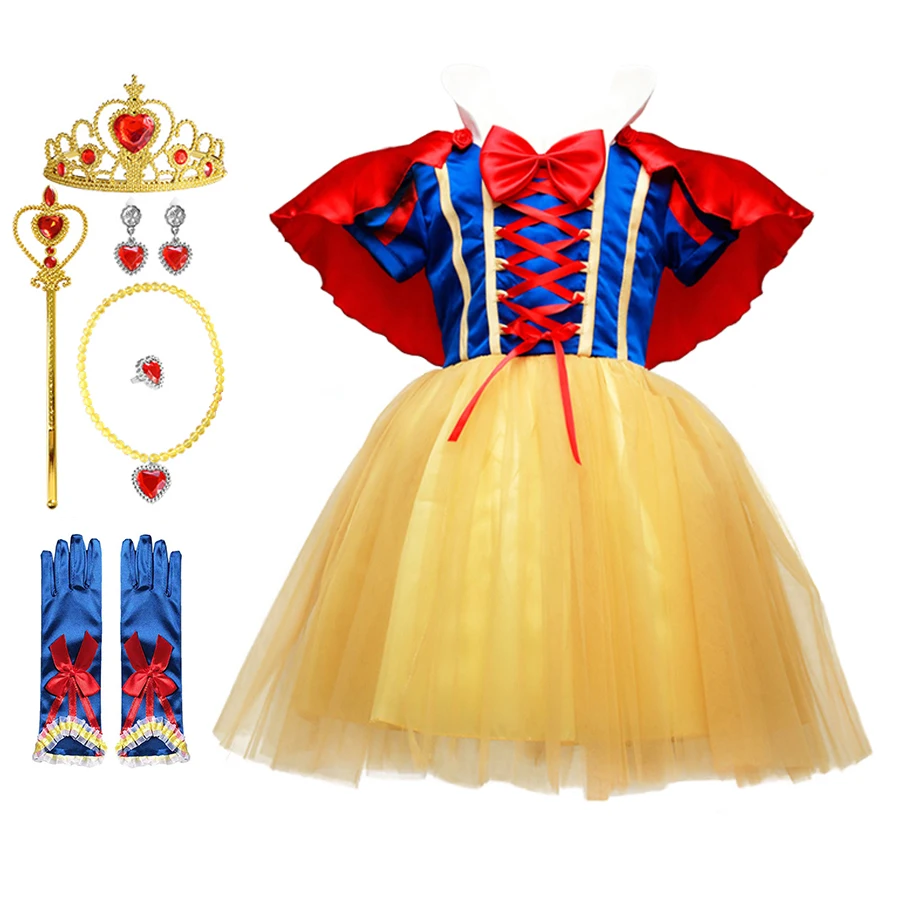 Snow White Princess Dress for Girl Costume with Cloak Summer Halloween Party Costume Clothing Sets Kids Clothes Girls Dresses