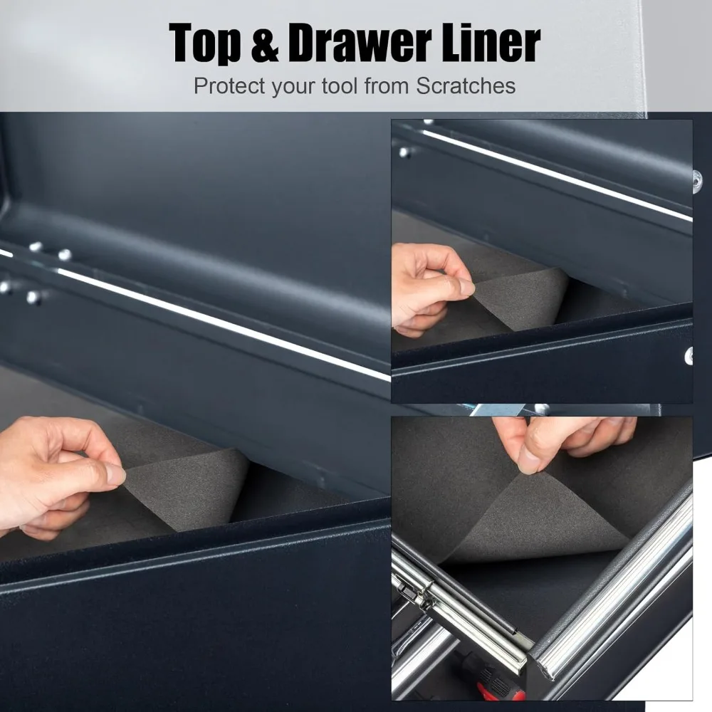 Portable 5-Drawer Metal Tool Chest Cabinet with Top Storage Tray for Garage, Lockable, Heavy-Duty Toolbox