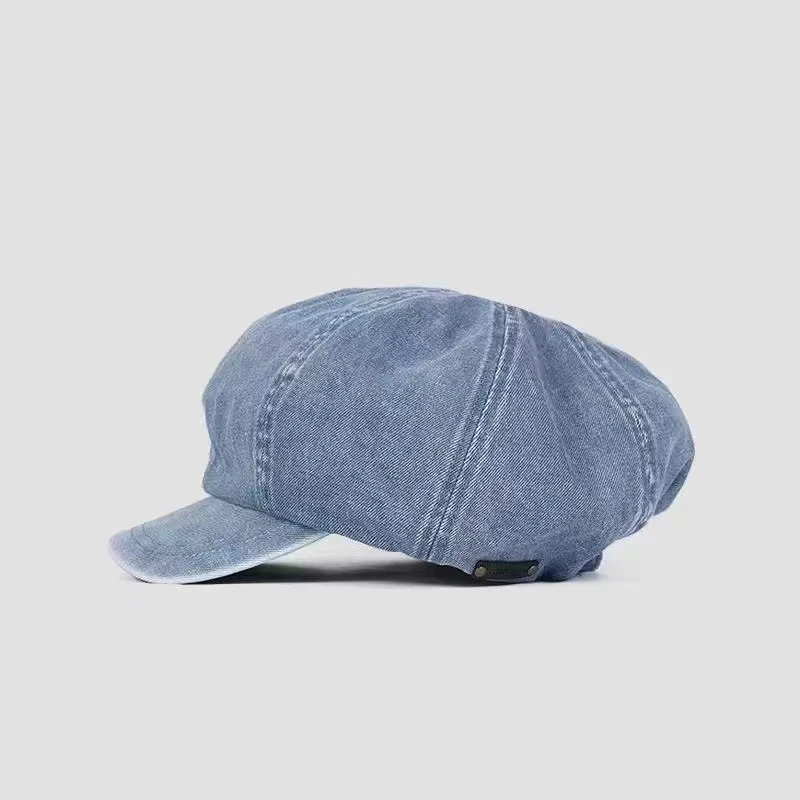 Cotton Denim Beret Hat Men Women 2024 Fashion Autumn Vintage Boinas Hombre Newsboy Flat Caps Big Octagonal Hat