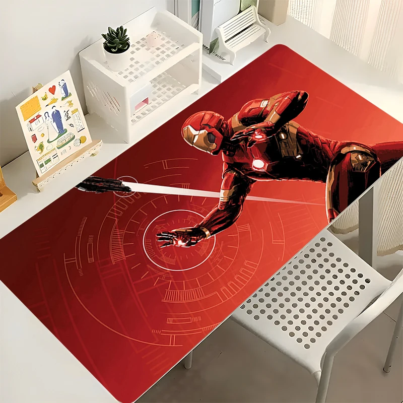 Alfombrilla de ratón con teclado Varmilo para ordenador, Iron Man, borde de Anime blanco, accesorios para juegos, mesa XXL, alfombra para jugador, alfombrilla de escritorio, alfombrilla suave para ratón