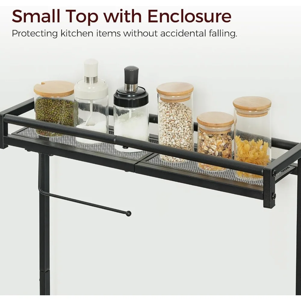 رف تخزين لخبازات التخزين مع حامل ورق مدمج وحامل ميكروويف ومخرج طاقة ومحطة بار قهوة ذات 6 خطافات #6