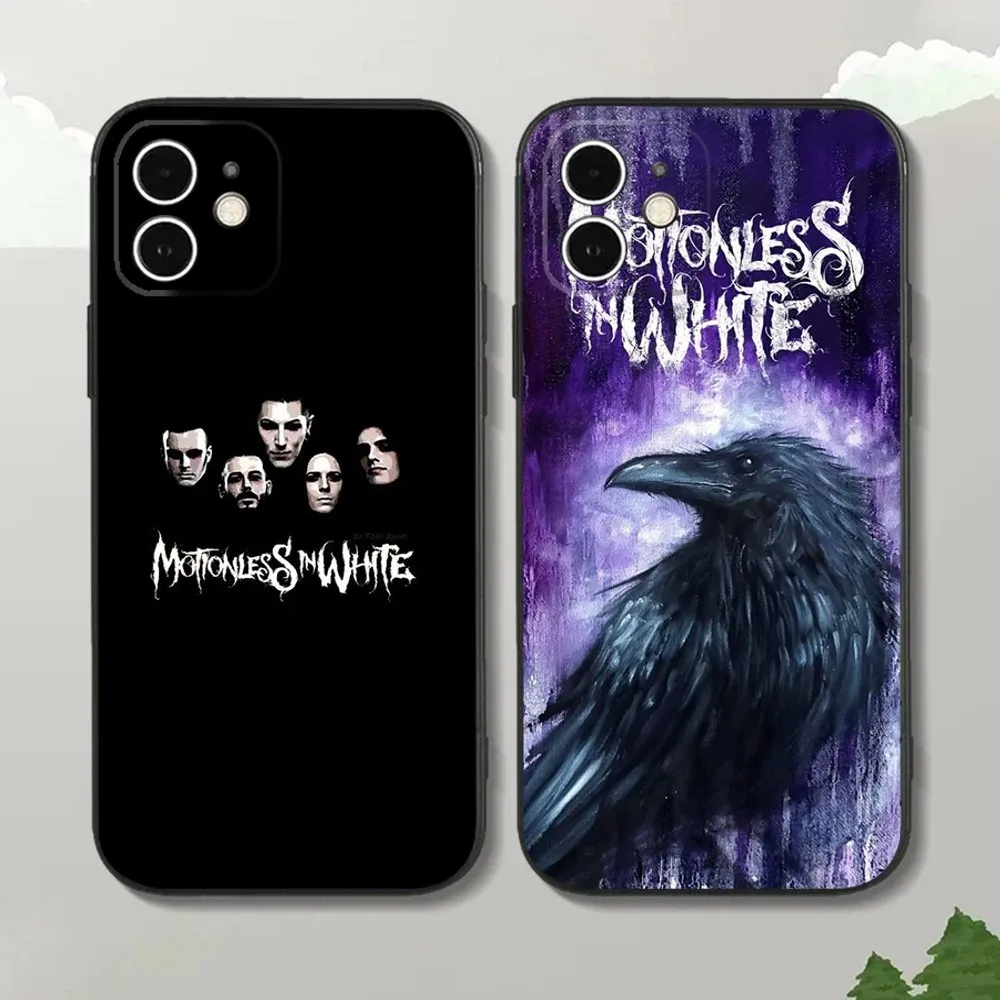 M-Motionless In White Phone Case For iPhone16,15,14,13,12 Mini 11 Pro XR,X,XS,MAX 7,8 Plus Silicone Cover Soft Black