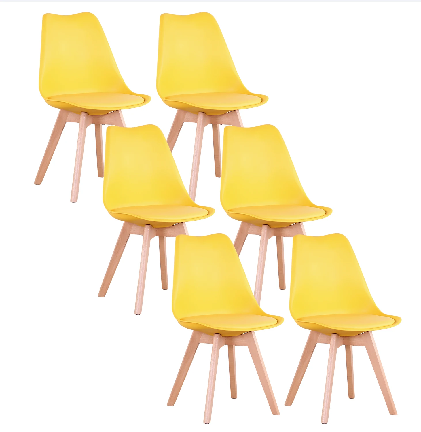 GrandCA HOME EIN Set von 6 Moderne Minimalistischen Esszimmer Stuhl PU Gepolsterte Sitz Buche Holz Beine Nordic Stuhl Für Küche Wohnzimmer/esszimmer Restaurant 6