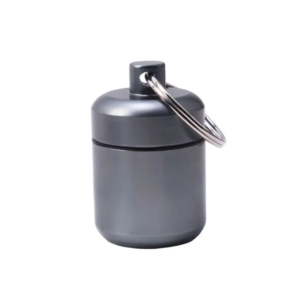 Portable Aluminum Alloy Container Metal Keychain Pill Jar Waterproof Storage Case For Outdoor Travel Earplugs Parts