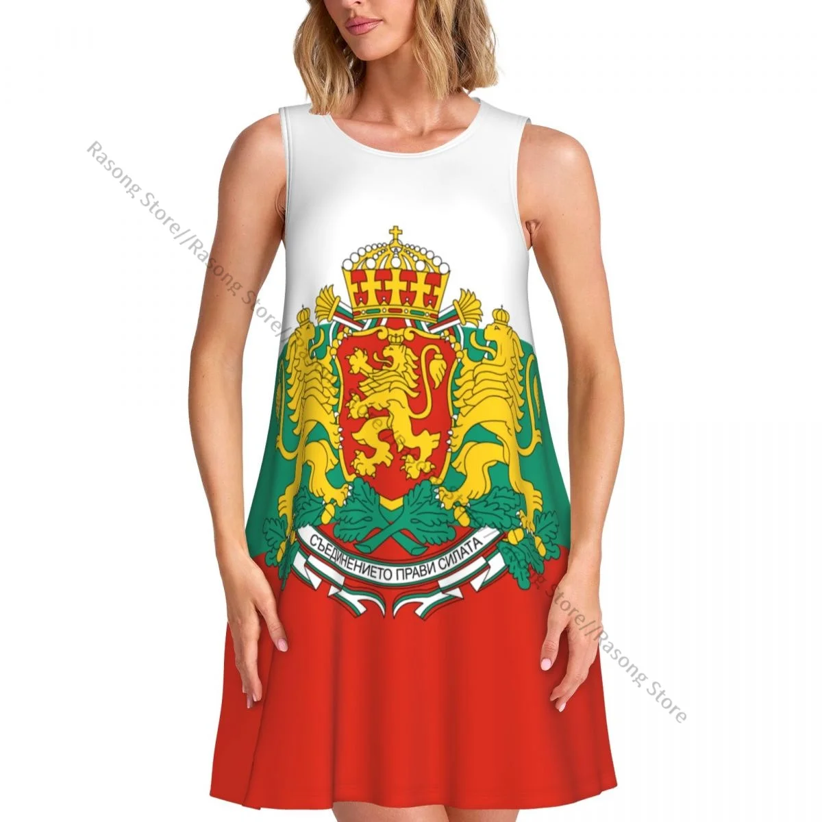 Damesjurk Zomer Casual T-shirt Jurken Strand Cover-up Vlag van Bulgarije Tankjurk