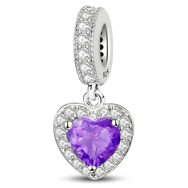925 Sterling Silber Anhänger Zirkon Pfote Rotes Liebesherz Charms Perlen Passend für Original Armband Armreifen DIY Feiner Schmuck für Frauen