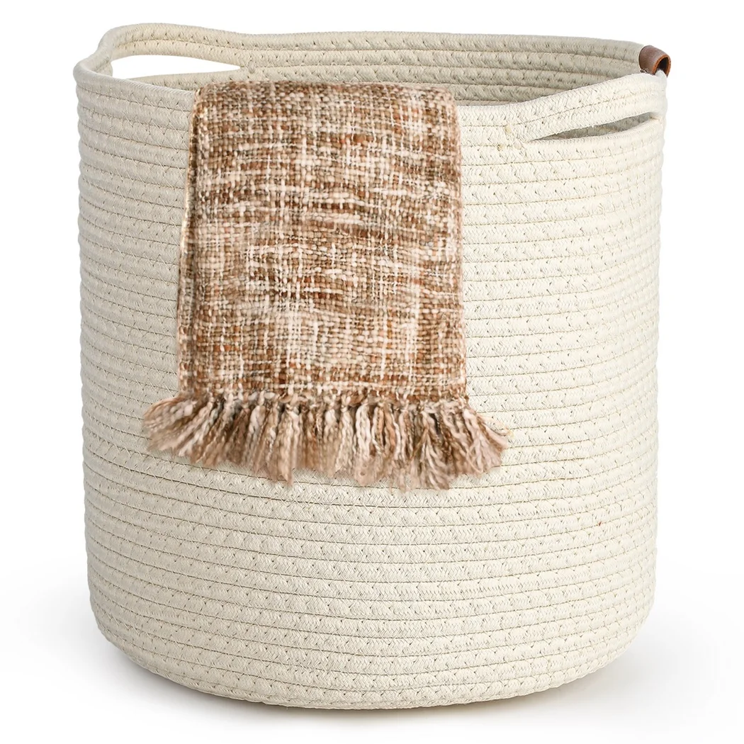 Cotton Rope Laundry Basket Large Cotton Rope Laundry Hamper Woven Basket With Handles Woven Basket For Blankets Pillows Towels