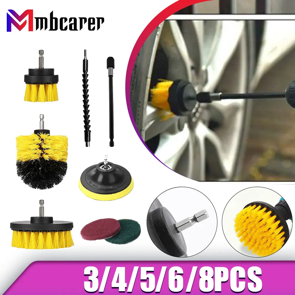

Electric Drill Brush Kit All Purpose Cleaner Auto Tires Cleaning Tools for Tile Bathroom Kitchen Round Plastic Scrubber Brushes