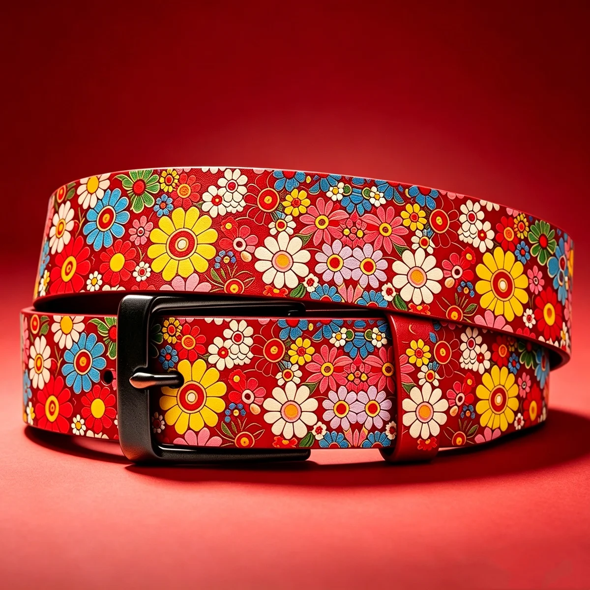 

Colorful Daisy Print Waist Belt Boho Pastoral Style Waist Strap Unisex Fashion Accessory for Men Women Daily Casual Outfits