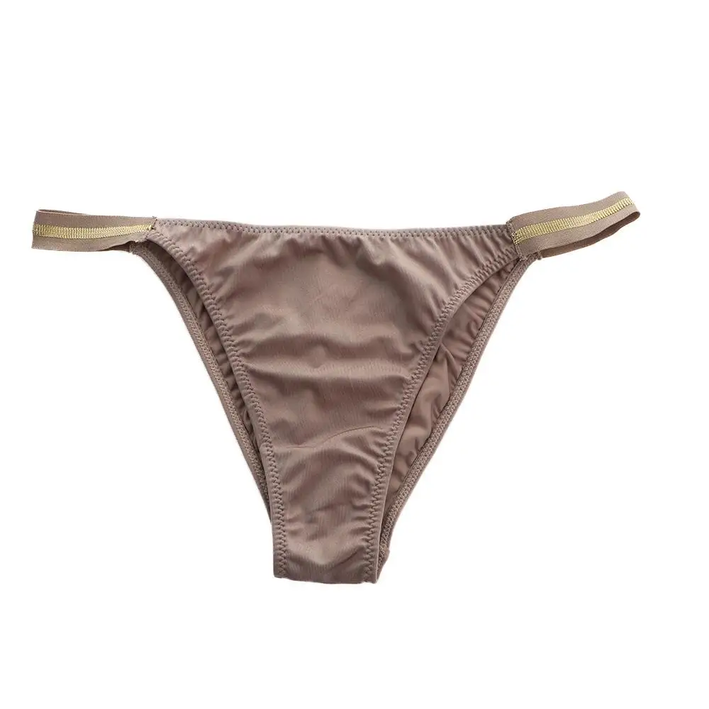 

Comfort Breathable Women Ice Silk Low Waist Briefs Bikini Shiny Belt Sexy T-Back Ice Silk Thong Women Panties G-string