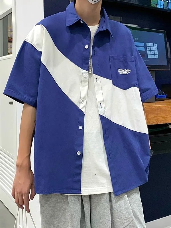 

Мужская летняя тонкая повседневная верхняя одежда свободного кроя из ледяного шелка с цветным принтом, дышащая, удобная, молодежный стиль