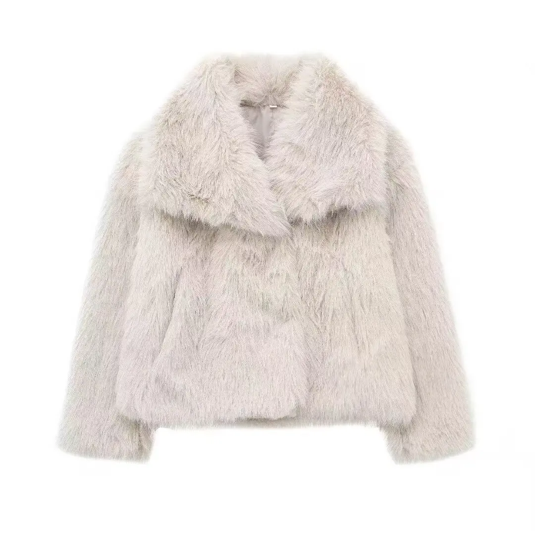 

2025 New Fur Coat for Women Eco-Friendly Fur Large Lapel Fashion Thick British Style Coat