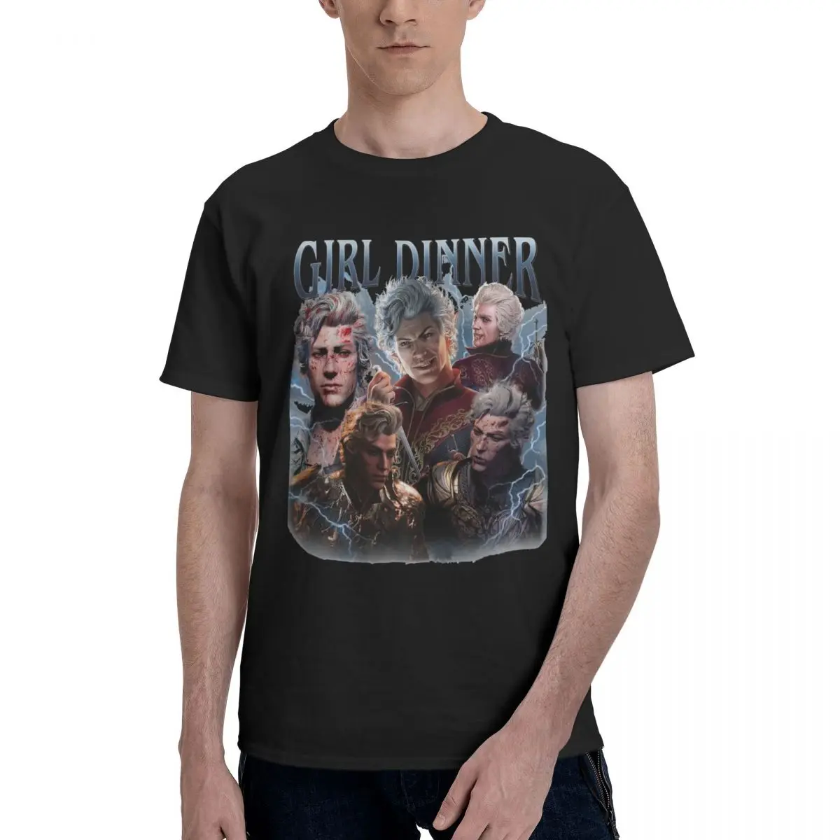 

Men Women Graphic Printing Girl Dinner Astarion T Shirt Tee Pure Cotton Baldurs Gate 3 Fan Gamer Bg3 T-shirts Clothes
