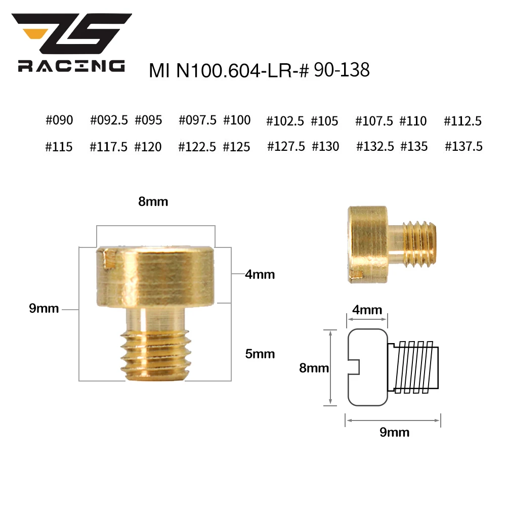 ZS Racing 10/20pcs Main Jets Injectors Nozzle  for Mikuni VM22 VM HSR HS RS TM model Carb PE PD FCR Keihin CV CVK CB CE