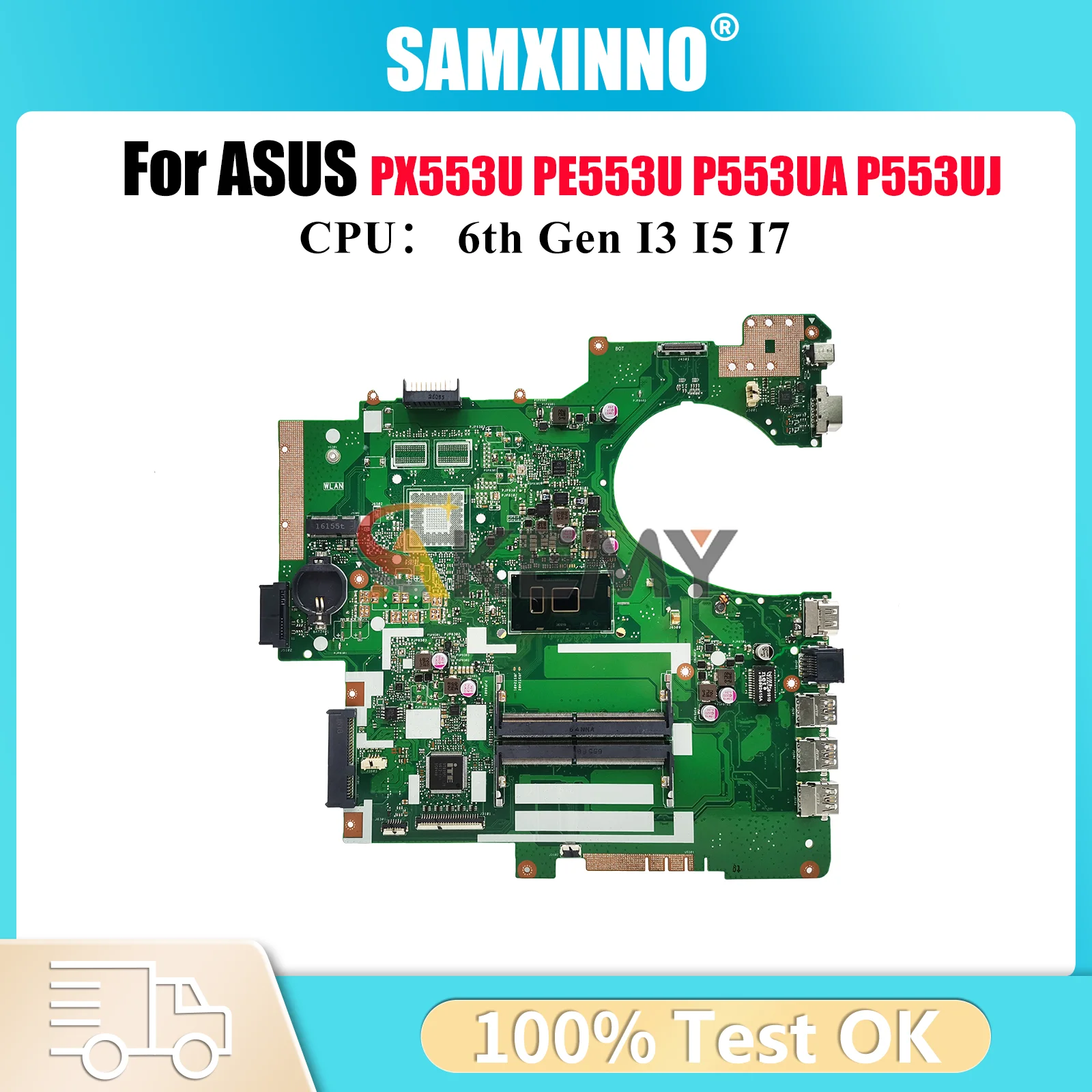 

P553UA Материнская плата для ноутбука ASUS ProArt RPO553U P553UA PX553U PE553U P553U P553UJ Материнская плата с процессором I3 I5 I7 тест ОК быстрая доставка
