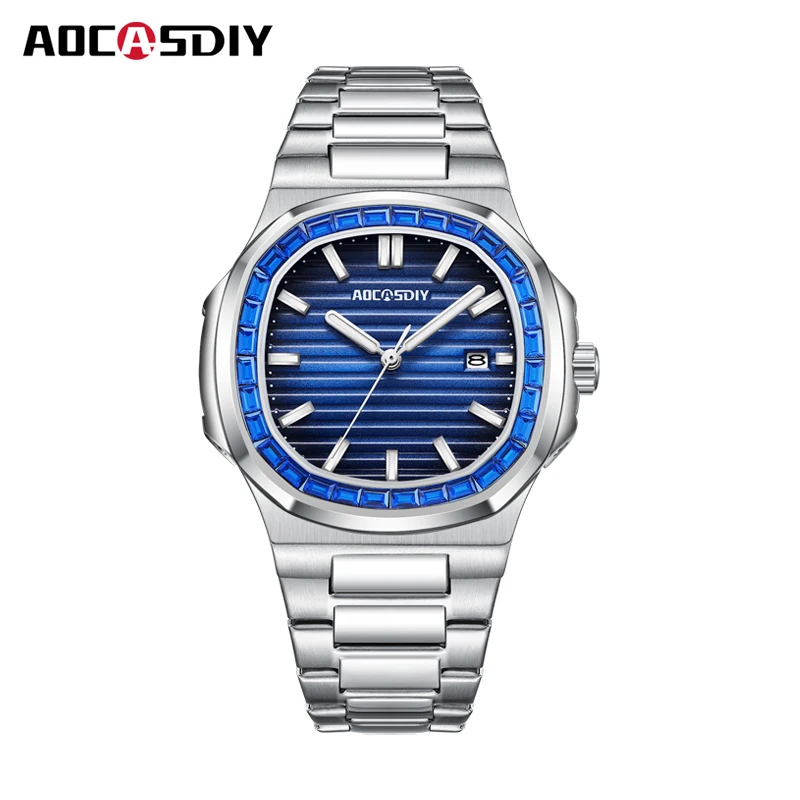 

Watch for Men Luxury Watch Business Waterproof Male Clock Luminous Date Stainless Steel Square Quartz Men Watch reloj hombre