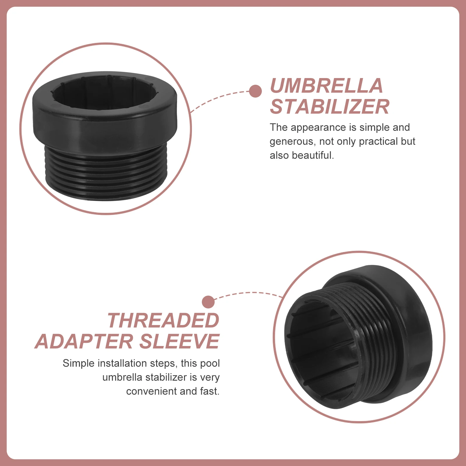 

2Pcs Pool Umbrella Stabilizer Adapter Easy Installation Stable Threaded Adapter Patio Umbrella Outdoor Accessory