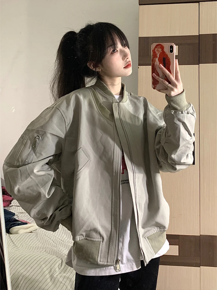

Jackets Women Loose Youth Design New O-neck Daily Japanese Trendy Tops Autumn Patchwork Hipster Vitality Cool Girl Street Coats