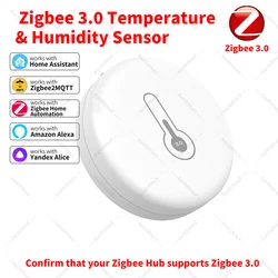 Zigbee Temperature Humidity Sensor Standard Zigbee 3.0 Zigbee Hub Required workwith Home Assistant Yandex Alexa ZHA Zigbee2MQTT