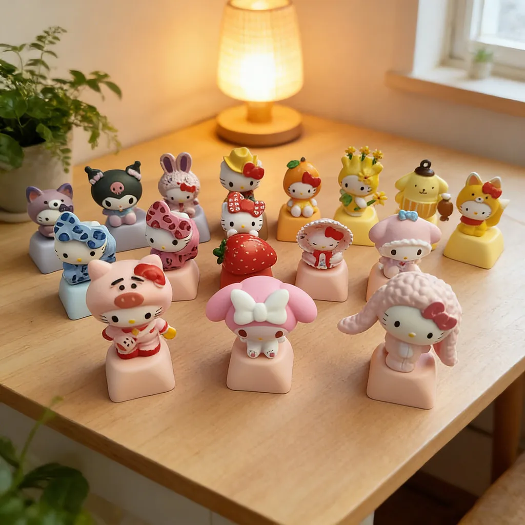 

Kawaii Hello Kitty Kuromi Keycaps Customizable Cute Keycaps for Mechanical Keyboard Adorable Desk Decor DIY Craft Gift for Girl
