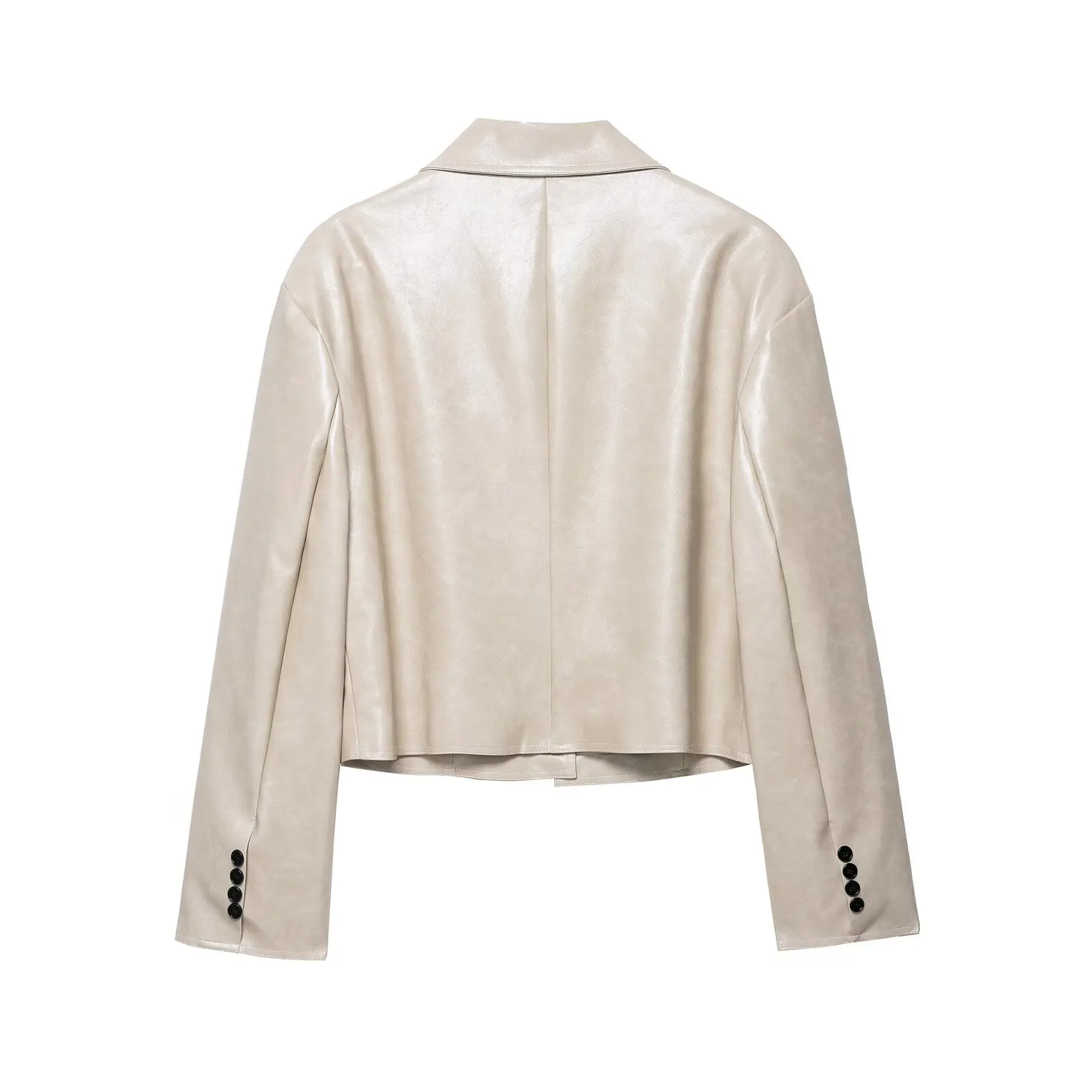 YJKDYK الخريف المرأة سترة جلدية Tunr أسفل طوق زر واحد تقسم معطف للإناث شارع العليا سيدة منفذها أبلى #4