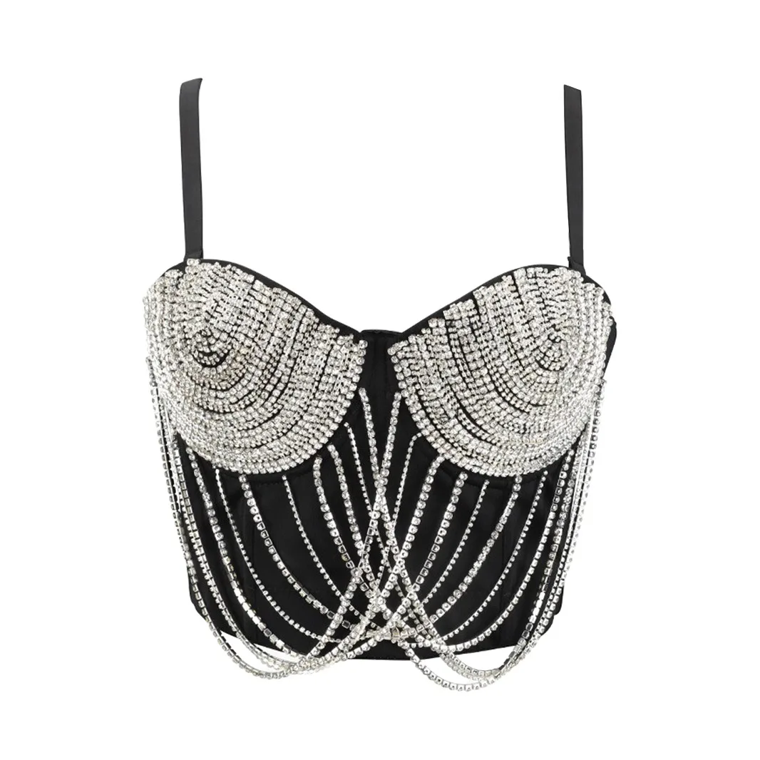 

Жилет с кружевной отделкой Diamond Embellied, сексуальный жилет для девочек Sle Fibone irt U-Neline, женский летний Faion DB686