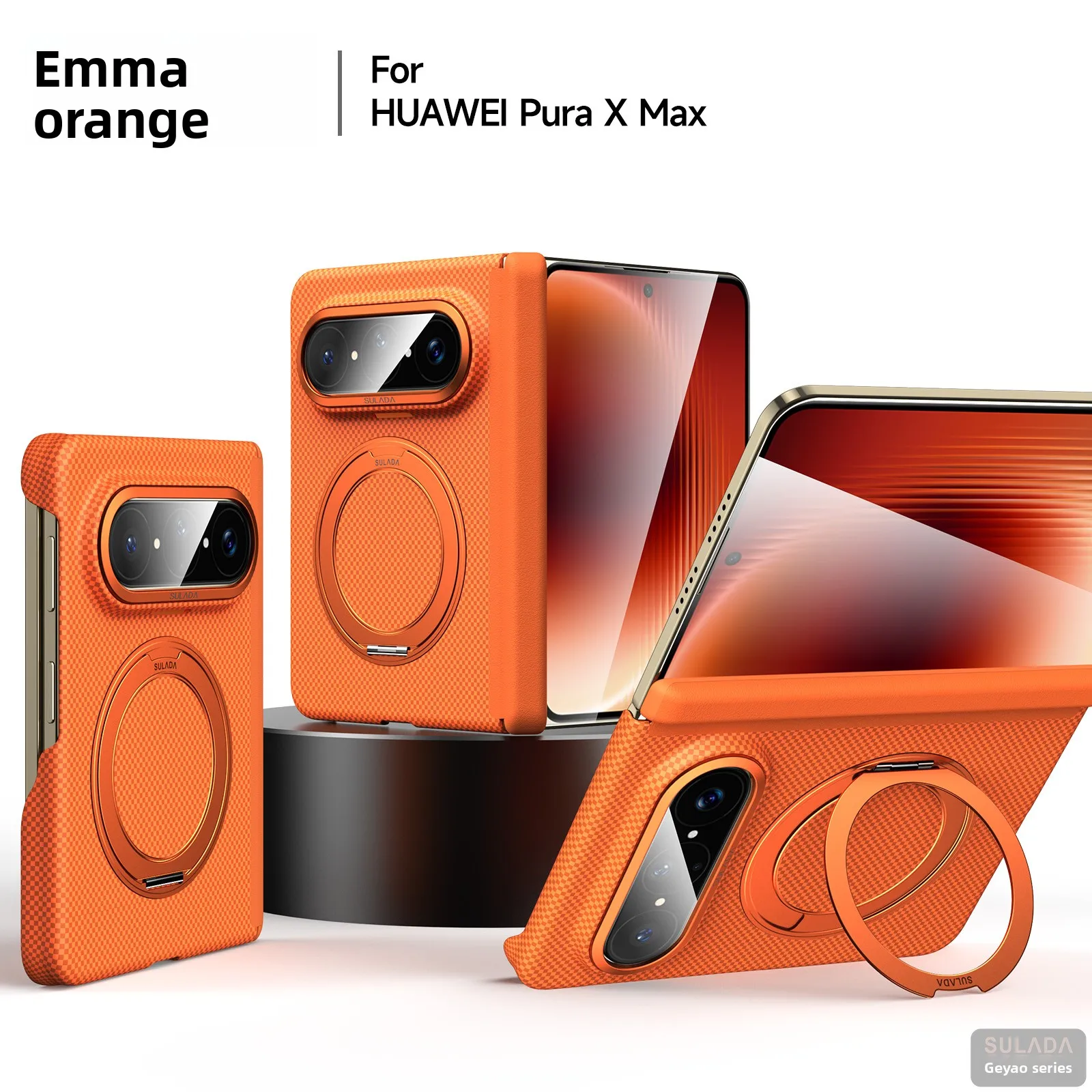 360 Rotating Magnetic Stand Texture Skin Feel Case for Huawei Pura X Max Shockproof for Magsafe Dual Axis Protection Slim Cover