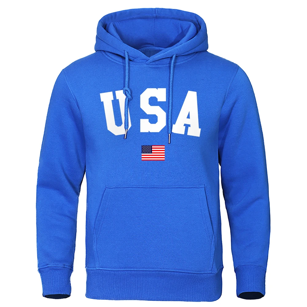 Capital Usa And Flag Of The United States Men Sweatshirt Japan Anime Clothes Autumn Loose Hoodies Fashion Pocket Warm Pullovers