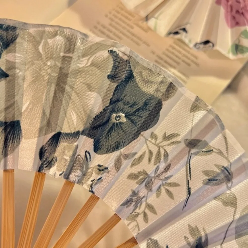 Ventilador de mão dobrável redondo, decoração de casa, requintado, elegante, moinho de vento, alça de bambu, clássico, chinês, decoração de festa de casamento