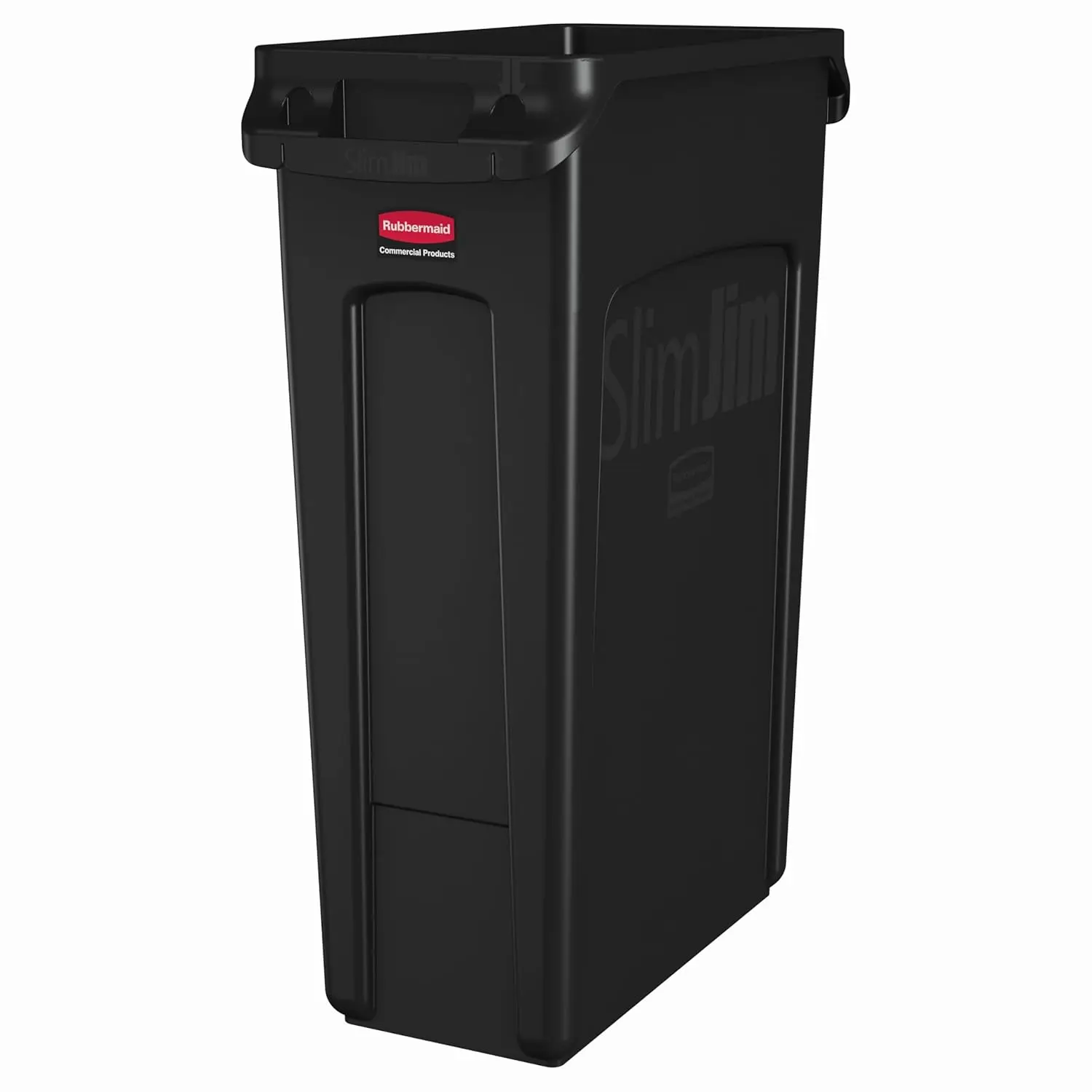 

Slim Plastic Rectangular Trash Can with Venting Channels, 23 Gal Black for Kitchen Office Workspace