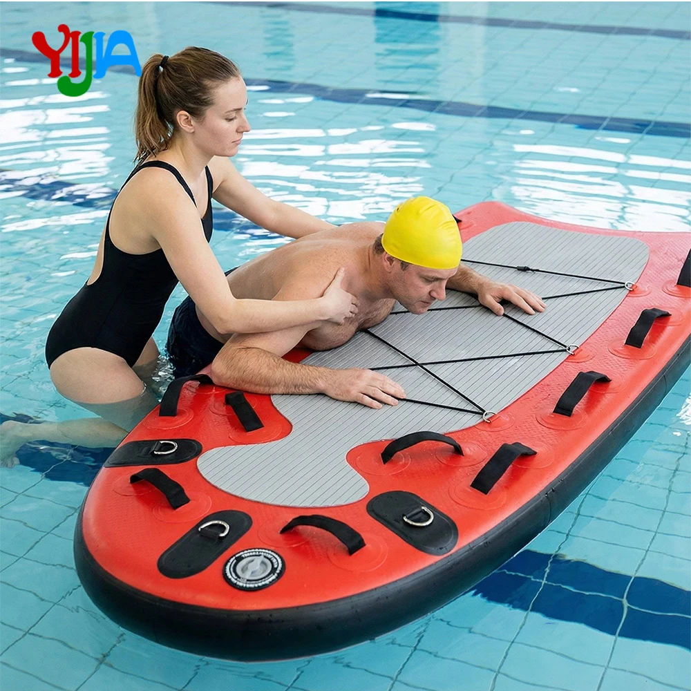 Red Inflatable Bodyboard Water Rescue Sled Inflatable Floating Mat Inflatable Jet Ski Sled Board for  Emergency Rescue by water