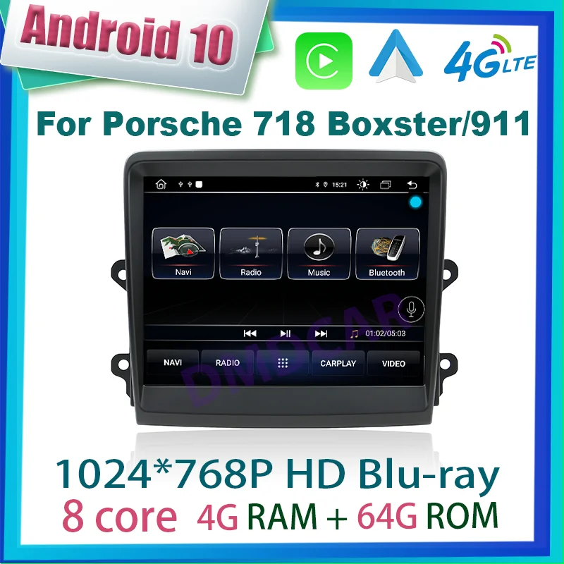 

Android 10 GPS Navigation Car Multimedia Video Player Carplay Radio Streeo Screen 4G For Porsche 718 Boxster 911 2012-2021 HD