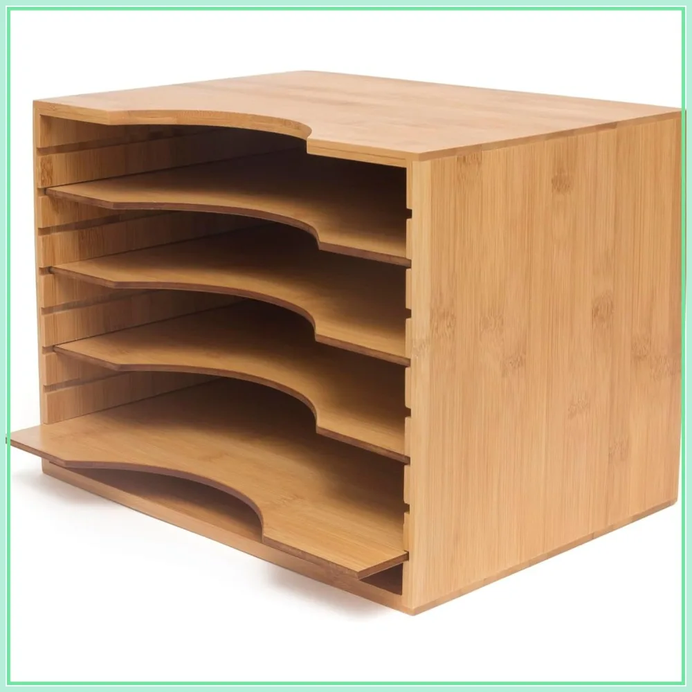

Bamboo Wood File Organizer with 4 Adjustable Dividers, Letter Size, 12.75" x 9.25" x 9.5"
