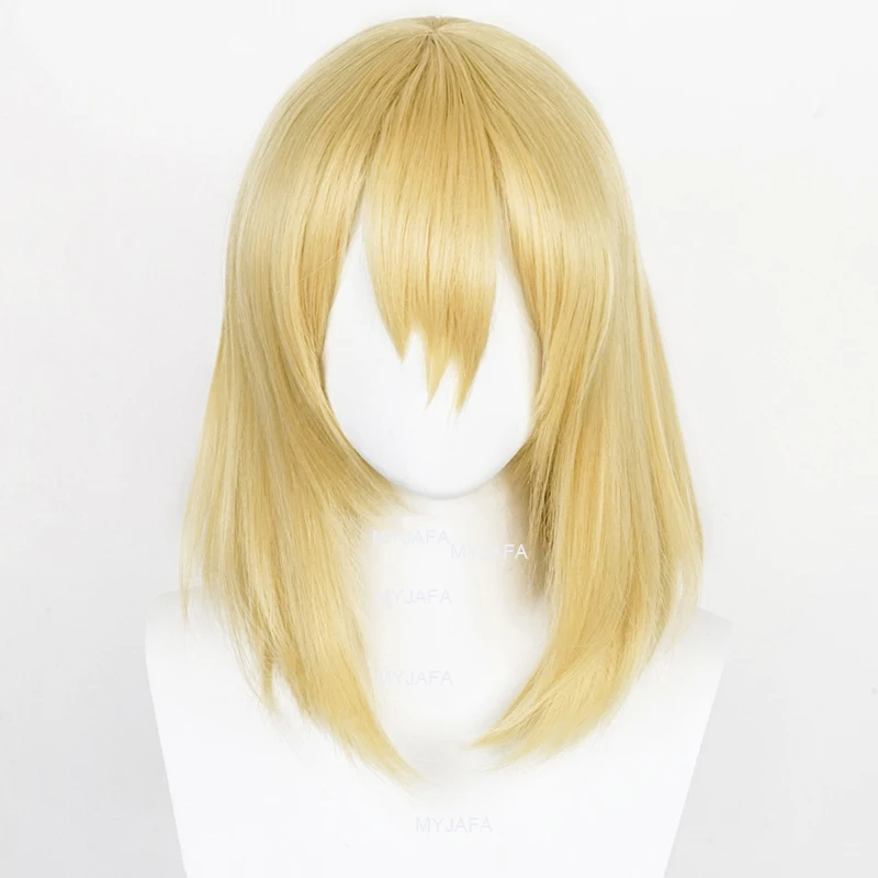 Howl Cosplay Wig Golden Black Blue Hair Heat Resistant Synthetic Hair Wigs + Wig Cap + Earrings