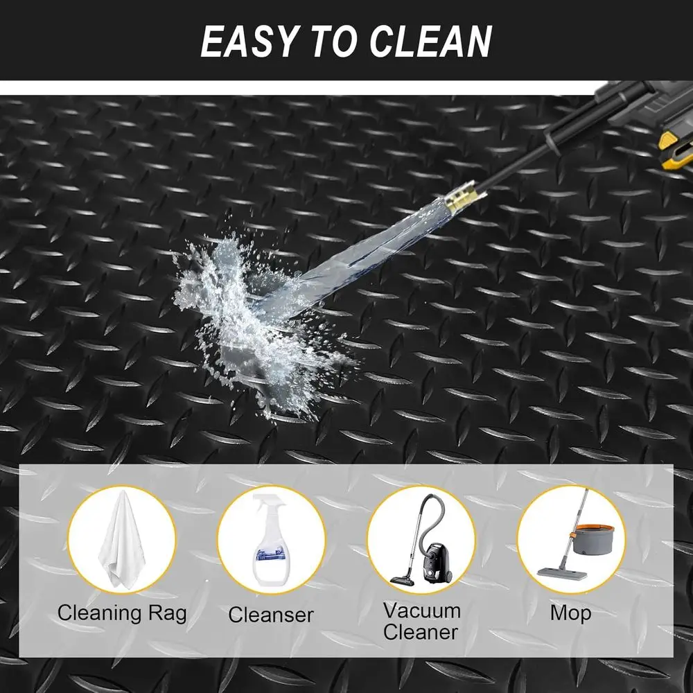 سجادة أرضية جراج 7.5 × 18 قدمًا، لفة أرضية مع 20 قطعة من الأشرطة، بساط مقطورة مطاطي PVC بطول 135 قدم مربع، سجادة أرضية غير قابلة للانزلاق