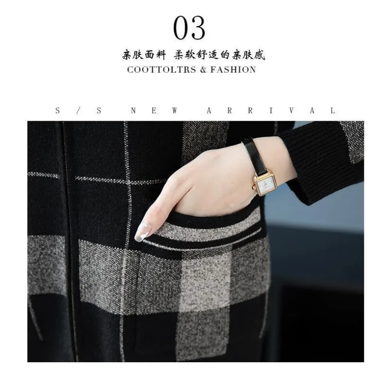 سترة نسائية محبوكة 2025 شعبية جديدة للخريف والشتاء متعددة الاستخدامات بسحاب منقوشة على الطراز الغربي #6