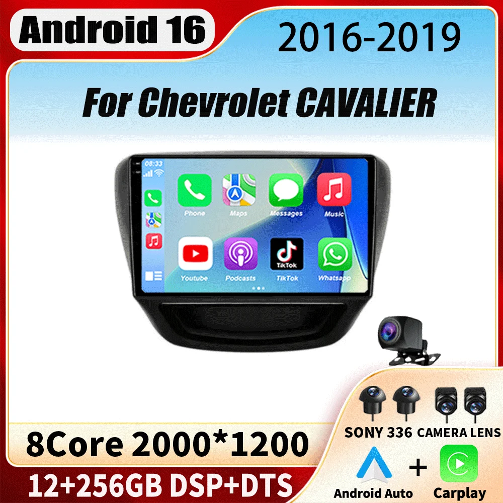 Radio para Auto Android 16 para Chevrolet CAVALIER 2016-2019, Carplay, GPS, Multimedia, Reproductor de 2 Din, Unidad Principal, Video, Estéreo