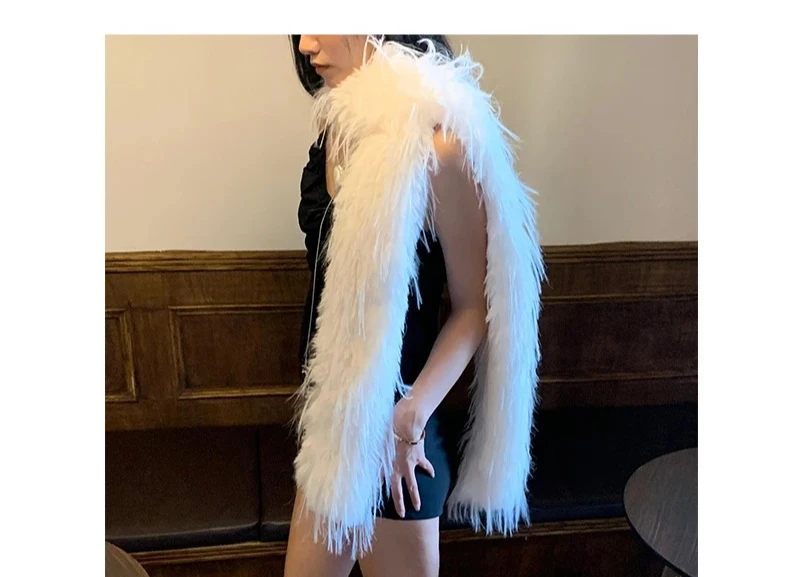 Koreanische Designer Runway Stil Dicken Schal Modische Plüsch Lange Streifen Schal frauen Nachahmung Nerz Pelz Y2K Mädchen Schal für warme – Detail 3