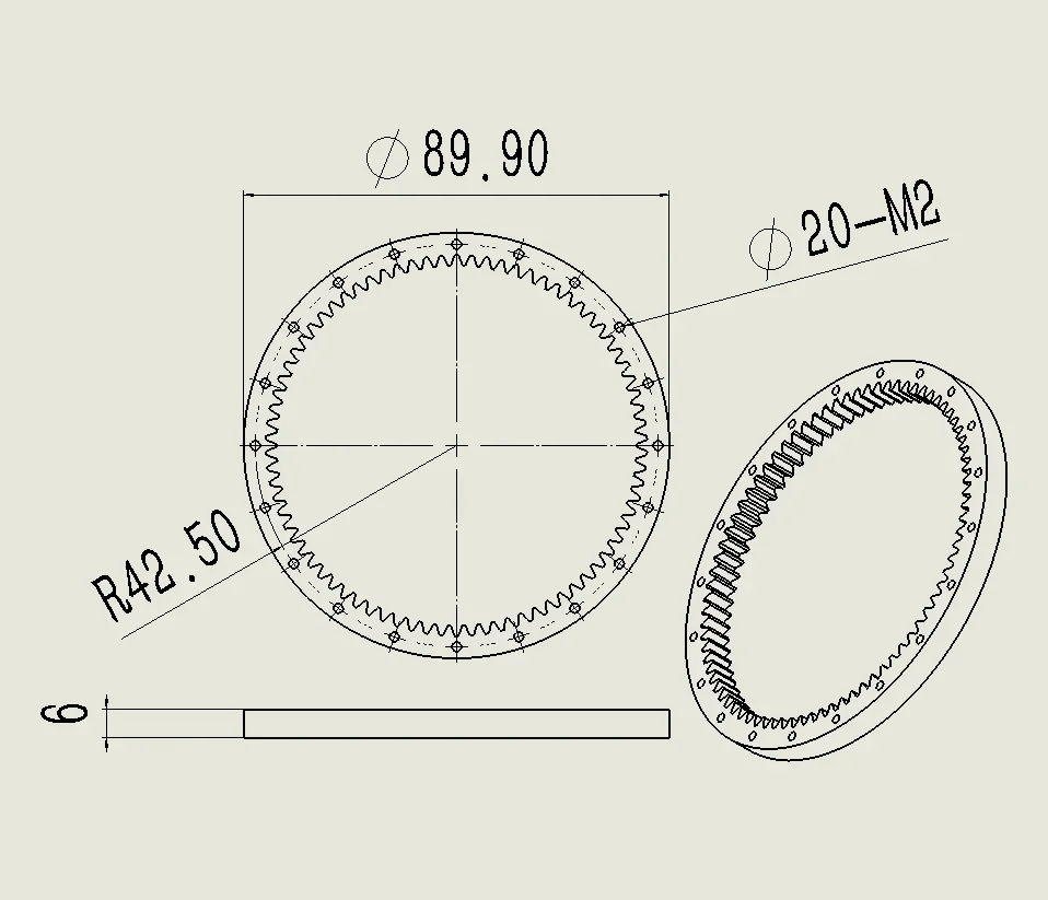 M1 78T Hydraulic Excavator Model Rotary Ring Gear/heavy Slewing Support/crane Rotary Table Inner Gear