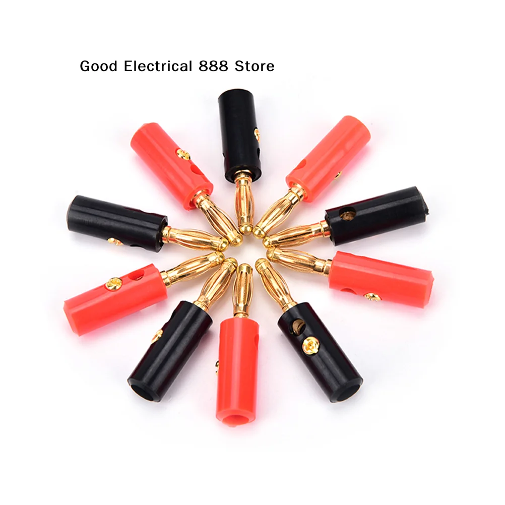【GE】10pcs/lot Gold Plated 4mm Banana Plug Connector Banana Plugs for Audio Video Speaker Amplifier Adapter Terminal