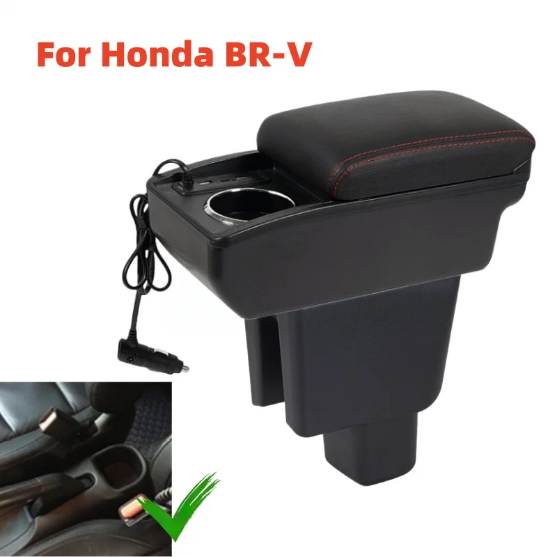 

For Honda BR-V BRV New Model Car Armrest Box Arm Rest Center Console Storage Box with fast charging cup holder