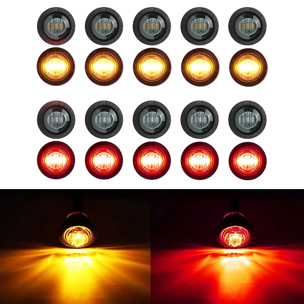 20pcs LED Round Side Marker Grille Lights 12V-24 V DC 220 mm / 8.66 inch LED Round Side Marker Grille Light for Most Vehicle