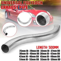 500mm Universal Flexible Polylock Exhaust Pipe Quick Repair Tube 201 Stainless Steel DIY Smoke Tubes Exhaust Vent Pipe