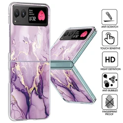 Marble Pattern Clear Phone Case For Motorola Razr 60 50 40 Ultra Razr60 Razr50 Razr40 Shockproof Transparent Folding Hard Cover